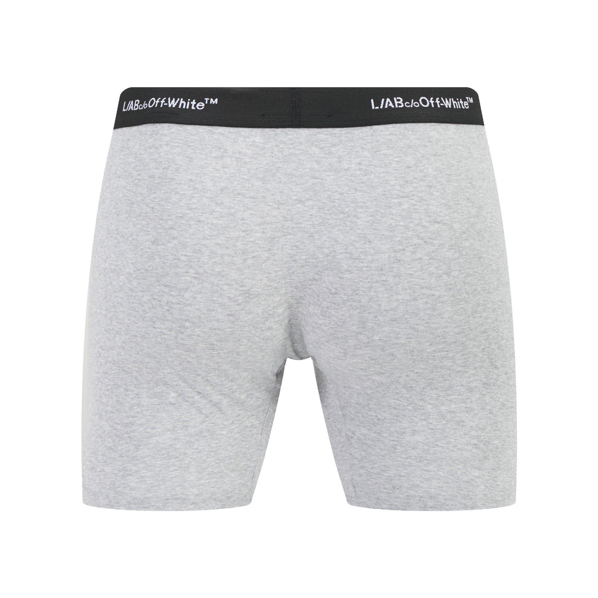L/AB c/o Off-White Men's Horizontal Repeat 3" Trunk With Fly (3 Pack) - Black/White/Grey - BLACK/WHITE/GREY
