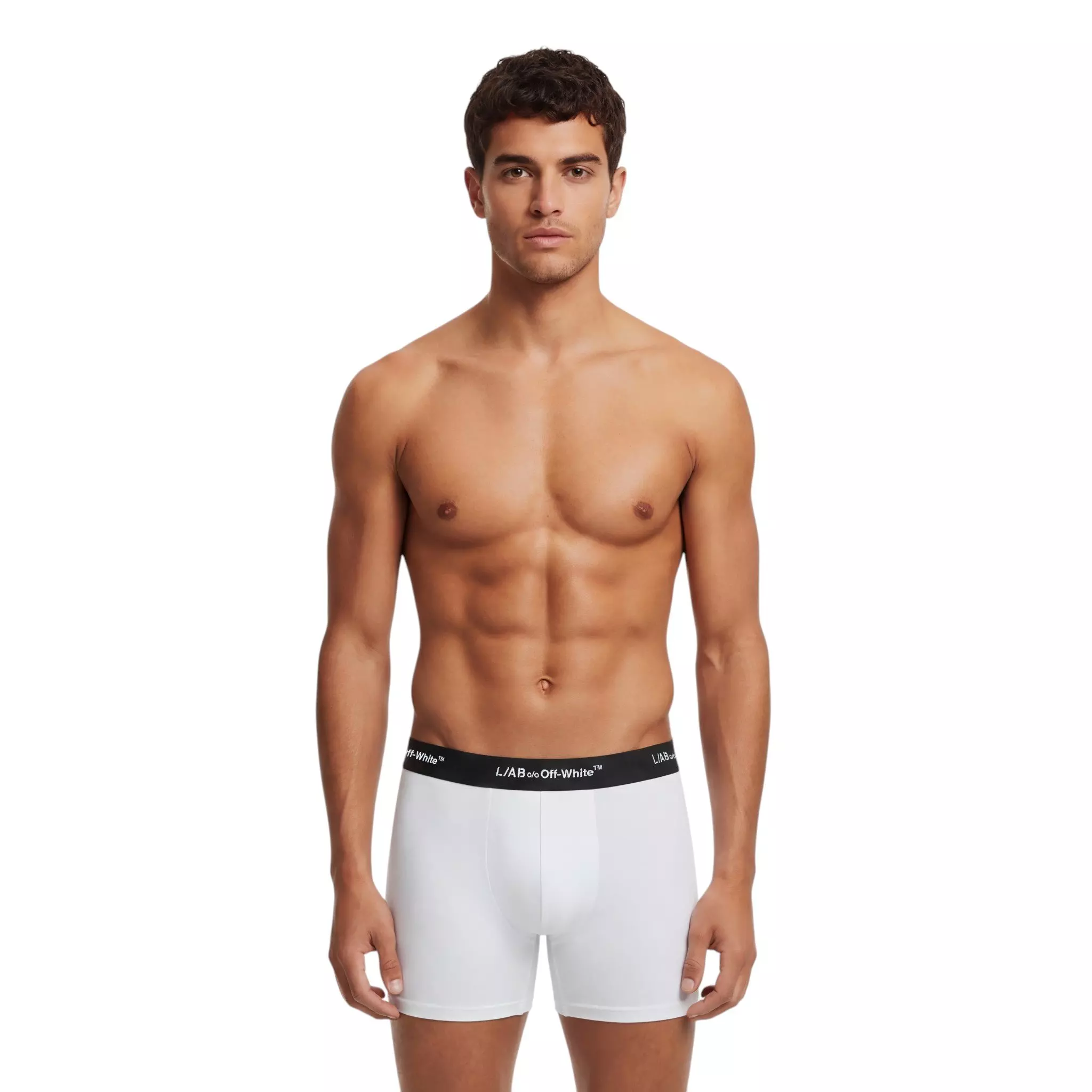 L/AB c/o Off-White Men's Horizontal Repeat 3" Trunk With Fly (3 Pack) - White - WHITE