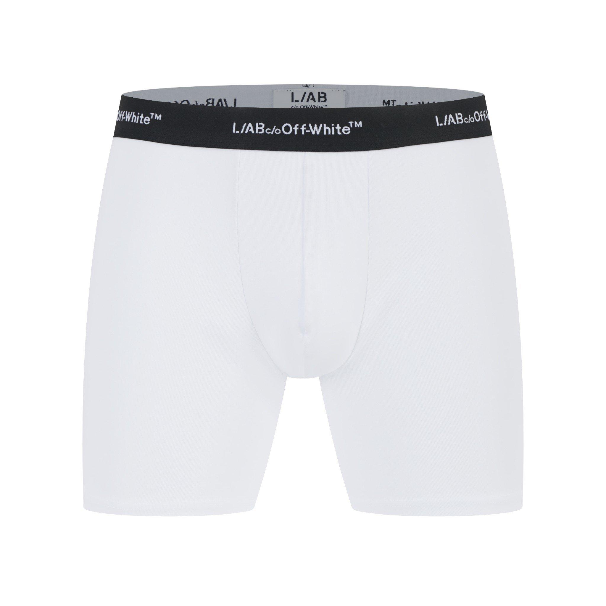 L/AB c/o Off-White Men's Horizontal Repeat 3" Trunk With Fly (3 Pack) - White - WHITE