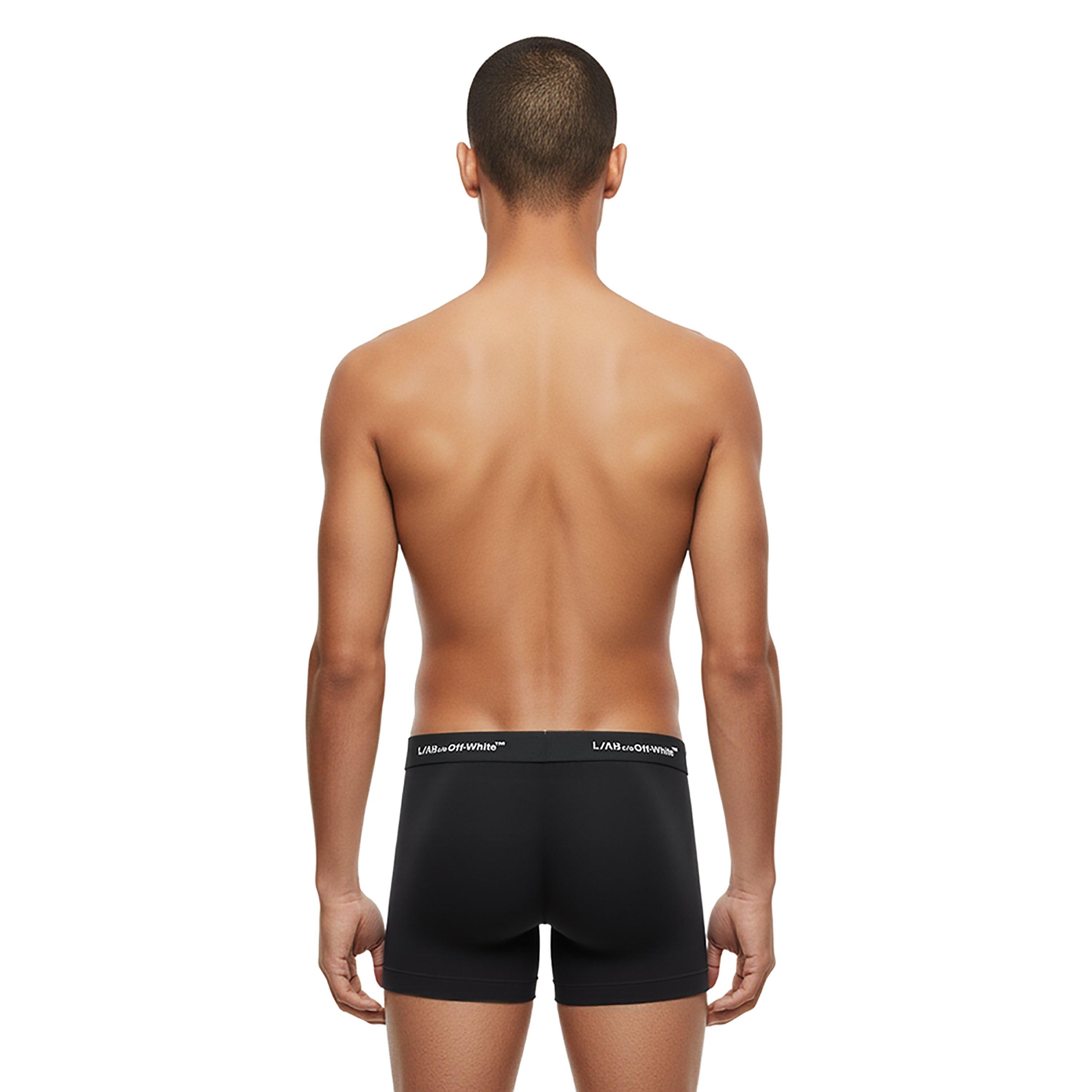 L/AB c/o Off-White Men's Horizontal Repeat 6" Boxer Brief With Fly (3 Pack) - Black - BLACK