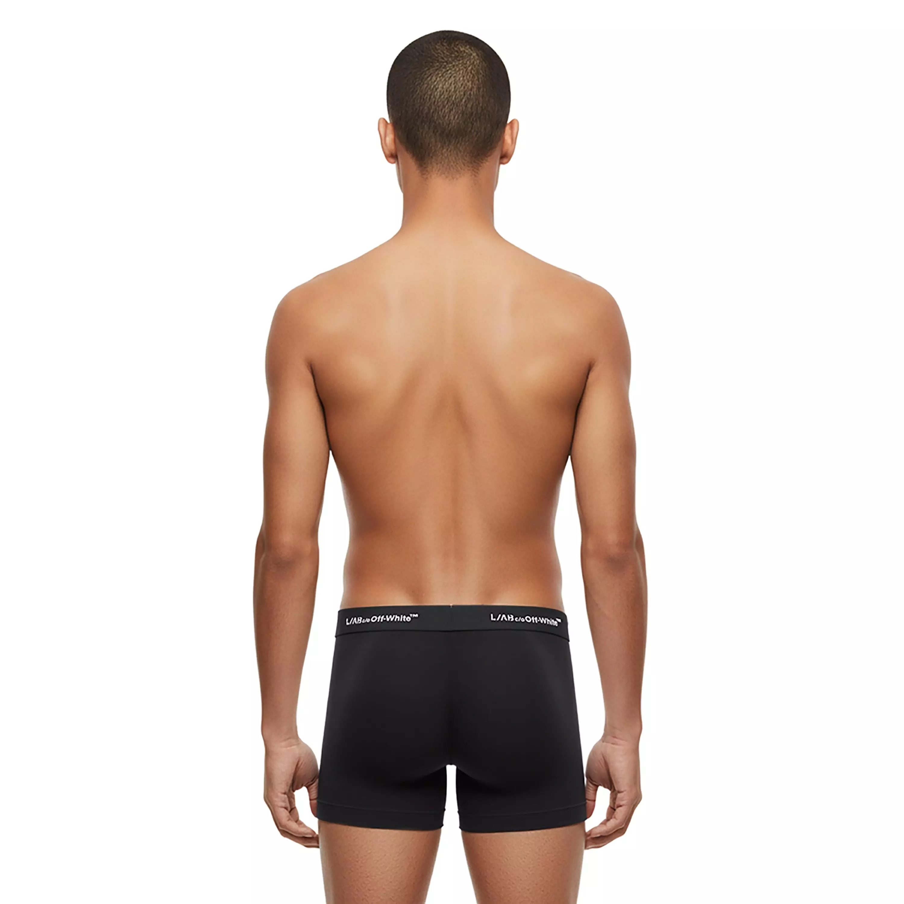 L/AB c/o Off-White Men's Horizontal Repeat 6" Boxer Brief With Fly (3 Pack) - Black - BLACK
