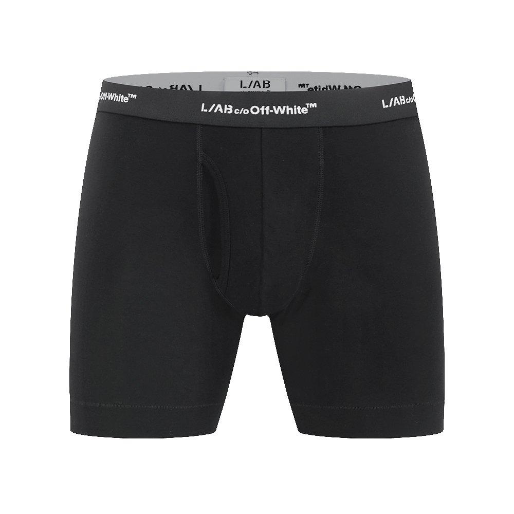 L/AB c/o Off-White Men's Horizontal Repeat 6" Boxer Brief With Fly (3 Pack) - Black - BLACK
