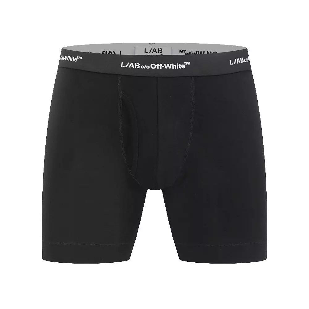 L/AB c/o Off-White Men's Horizontal Repeat 6" Boxer Brief With Fly (3 Pack) - Black - BLACK
