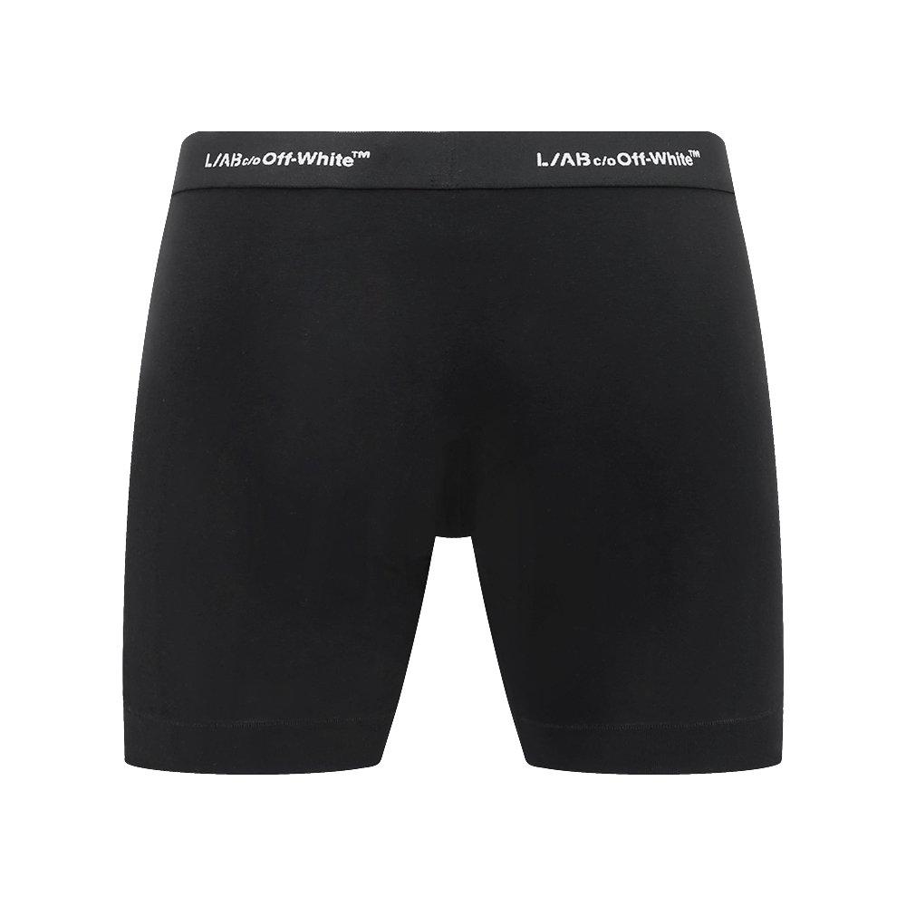 L/AB c/o Off-White Men's Horizontal Repeat 6" Boxer Brief With Fly (3 Pack) - Black - BLACK