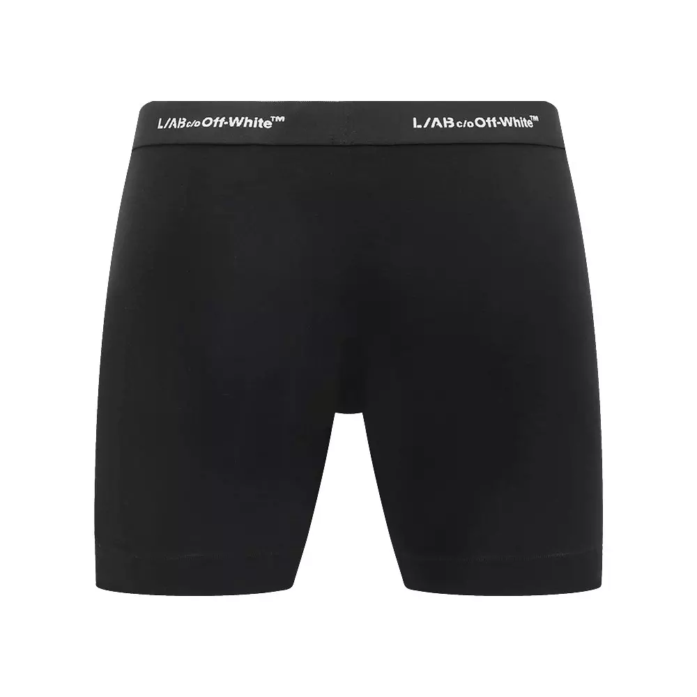 L/AB c/o Off-White Men's Horizontal Repeat 6" Boxer Brief With Fly (3 Pack) - Black - BLACK