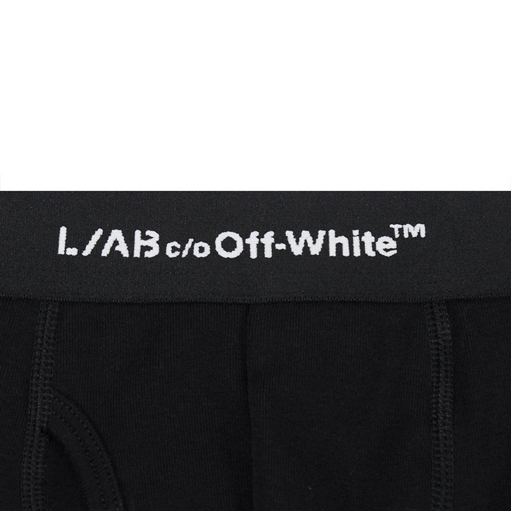 L/AB c/o Off-White Men's Horizontal Repeat 6" Boxer Brief With Fly (3 Pack) - Black - BLACK