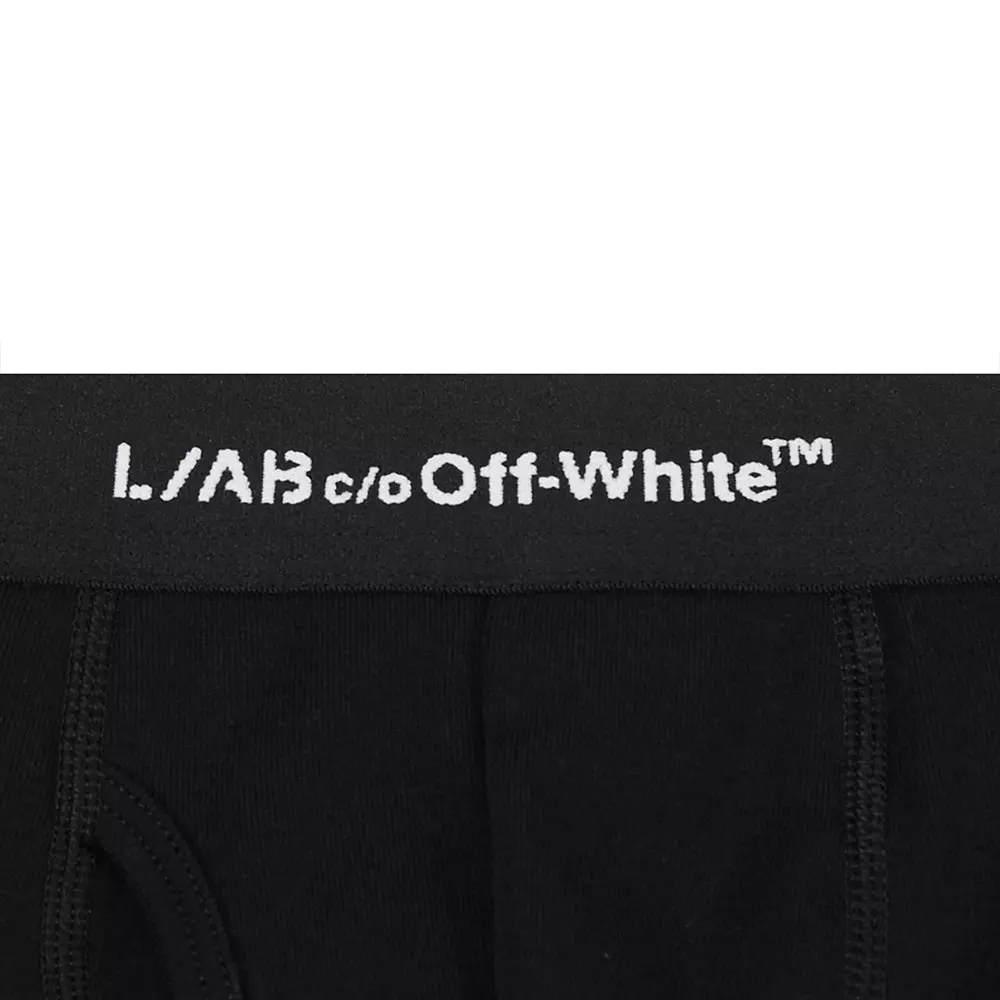 L/AB c/o Off-White Men's Horizontal Repeat 6" Boxer Brief With Fly (3 Pack) - Black - BLACK