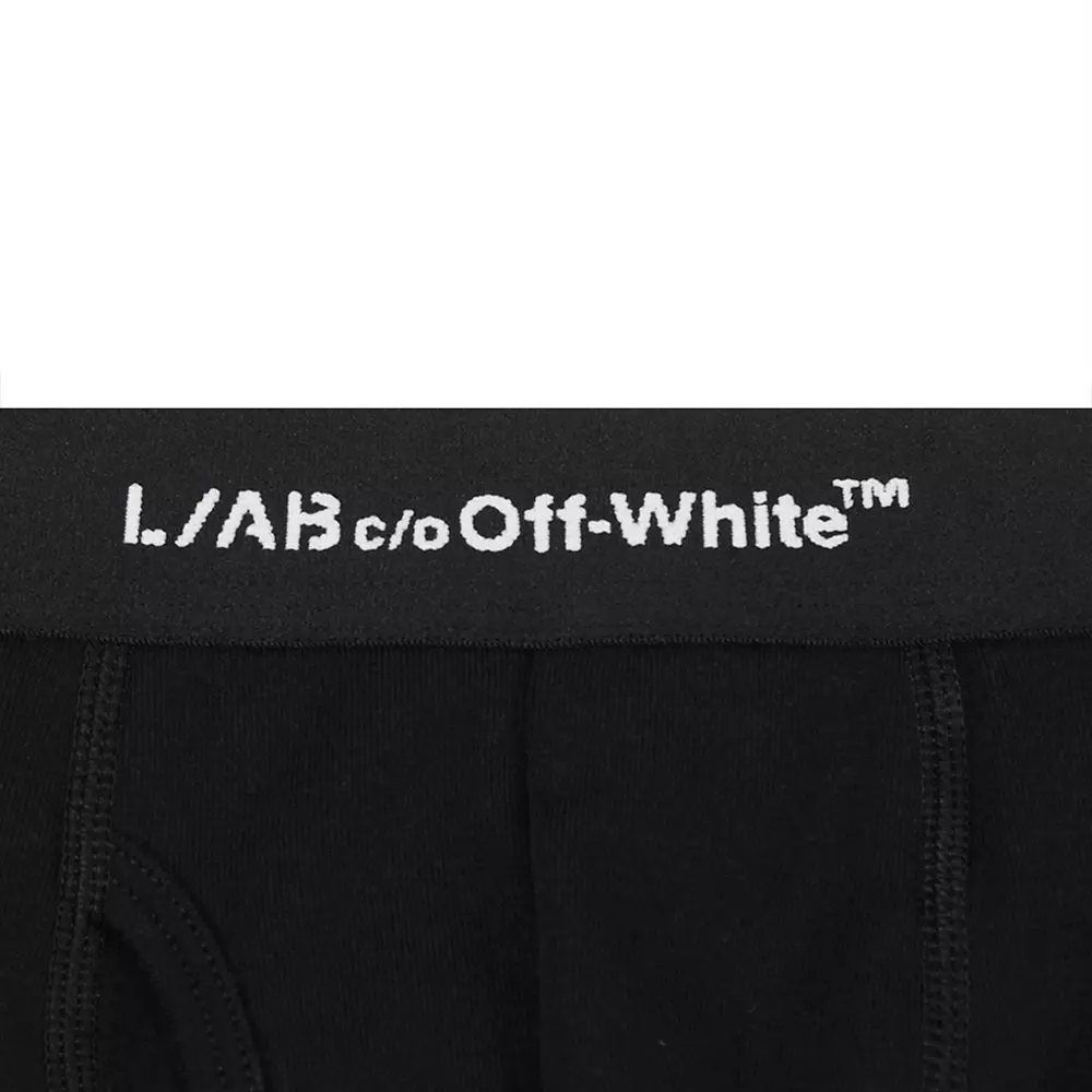 L/AB c/o Off-White Men's Horizontal Repeat 6" Boxer Brief With Fly (3 Pack) - Black - BLACK