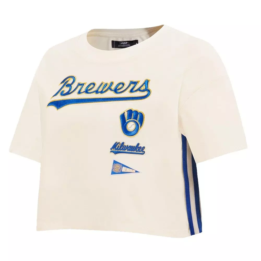 Pro Standard Women's Milwaukee Brewers Retro Classic Boxy Tee - Eggshell - EGGSHELL