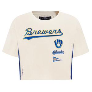 Pro Standard Women's Milwaukee Brewers Retro Classic Boxy Tee - Eggshell