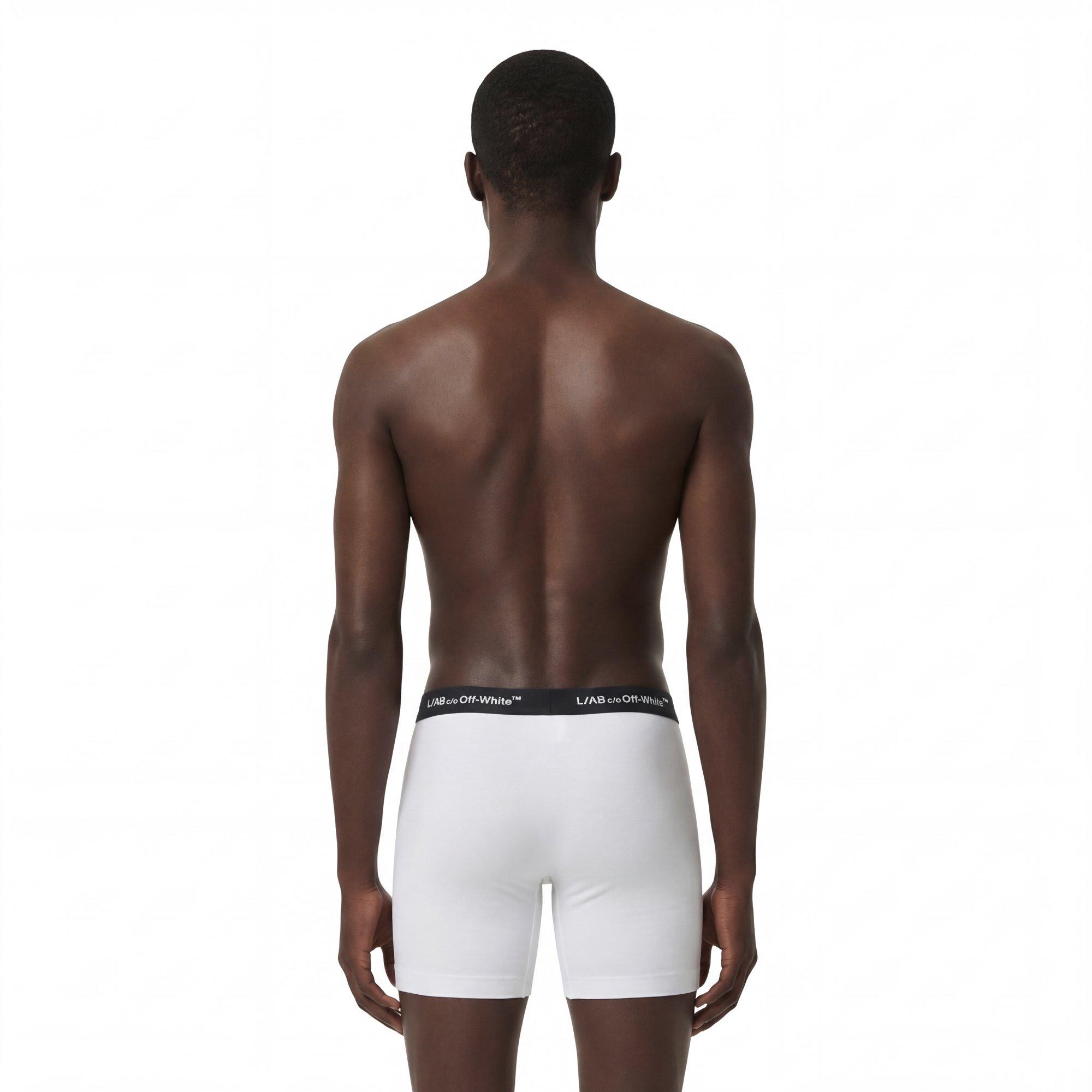 L/AB c/o Off-White Men's Horizontal Repeat 6" Boxer Brief With Fly (3 Pack) - Black/White/Grey - BLACK/WHITE/GREY