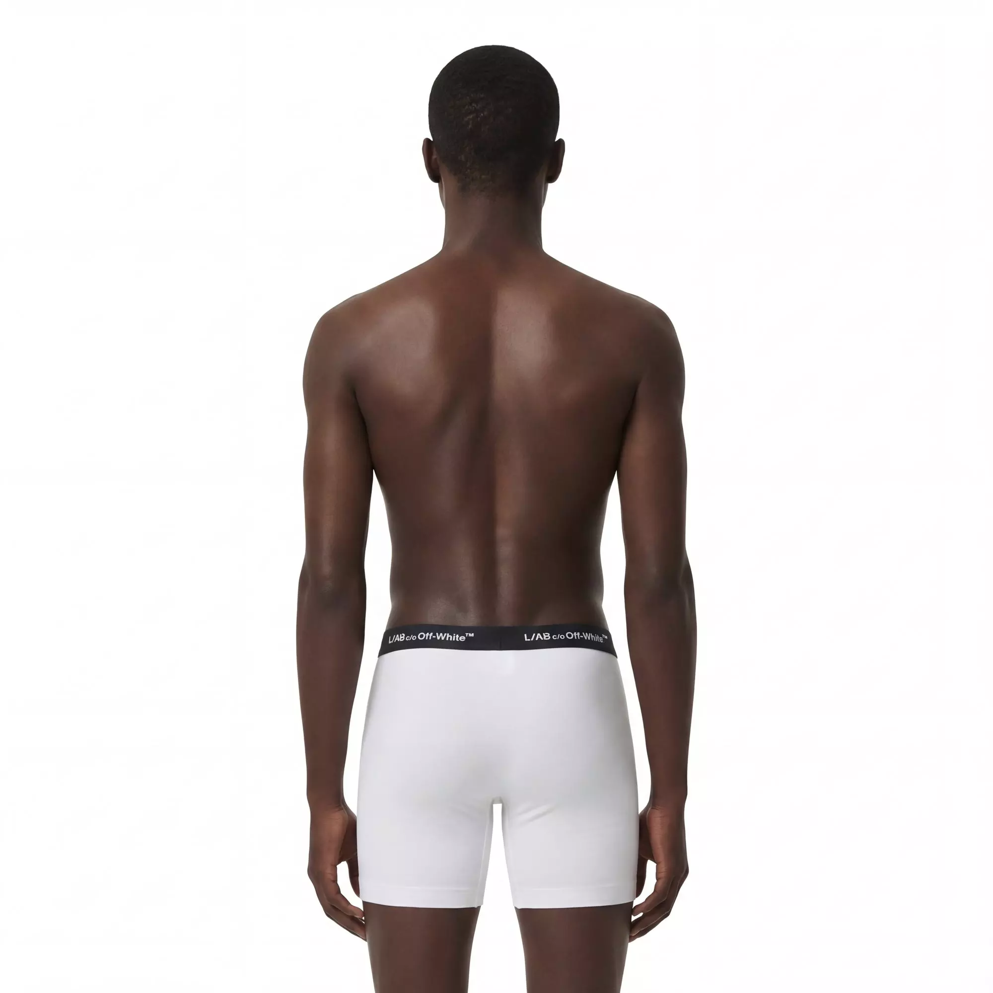 L/AB c/o Off-White Men's Horizontal Repeat 6" Boxer Brief With Fly (3 Pack) - Black/White/Grey - BLACK/WHITE/GREY
