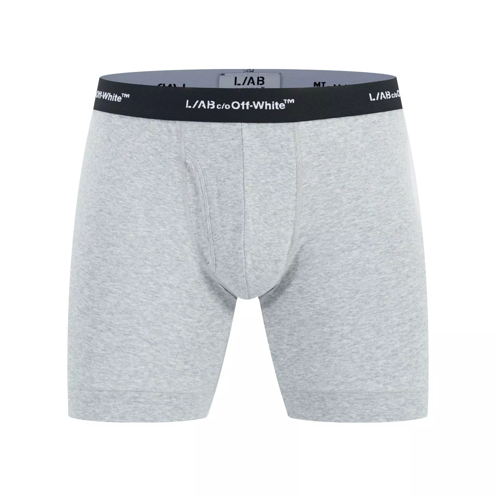 L/AB c/o Off-White Men's Horizontal Repeat 6" Boxer Brief With Fly (3 Pack) - Marshmallow/Birch/Grey - MARSHMALLOW/BIRCH/GREY
