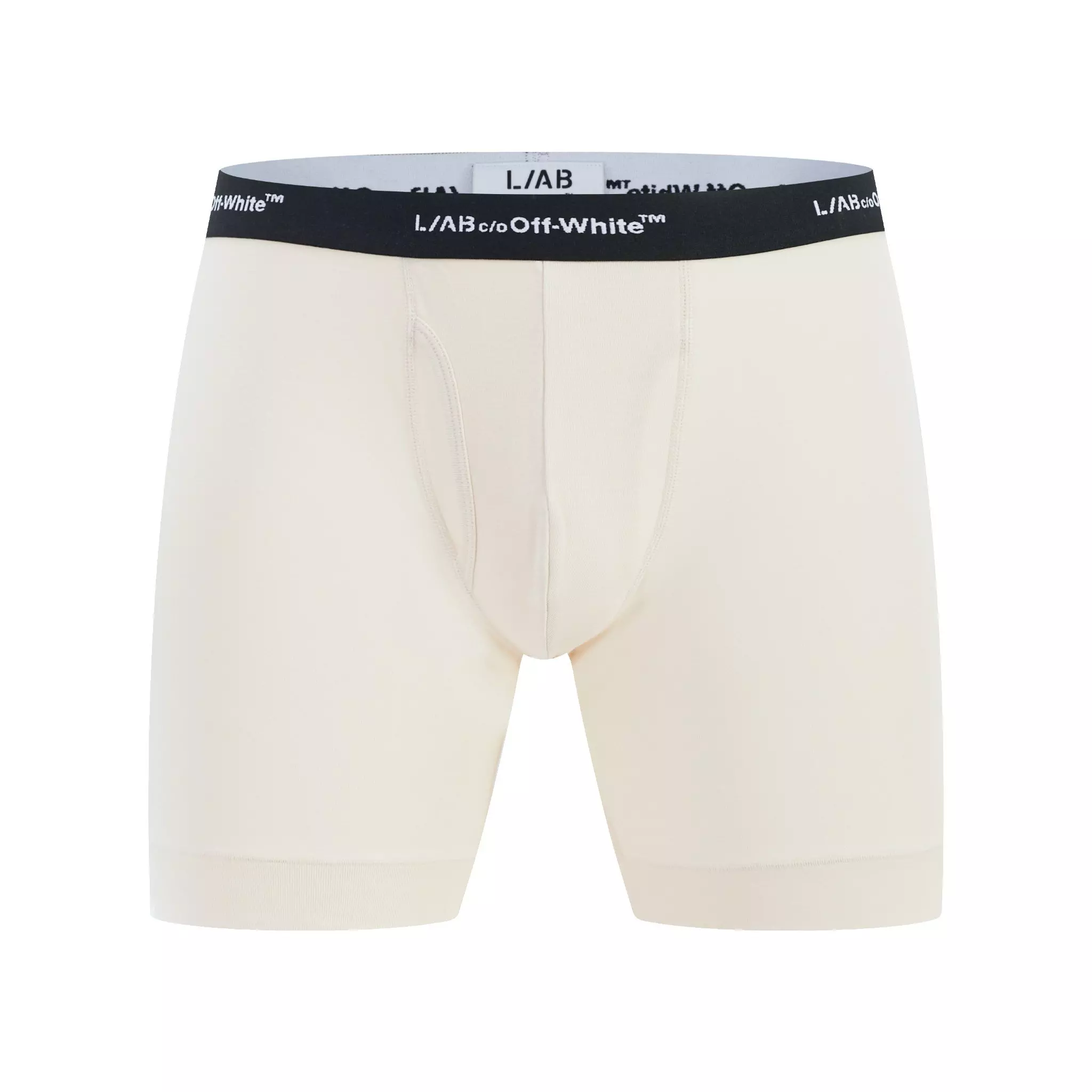L/AB c/o Off-White Men's Horizontal Repeat 6" Boxer Brief With Fly (3 Pack) - Marshmallow/Birch/Grey - MARSHMALLOW/BIRCH/GREY
