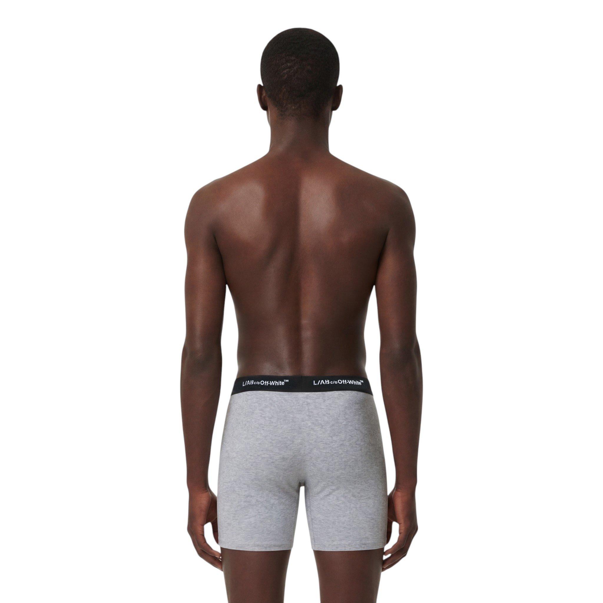 L/AB c/o Off-White Men's Horizontal Repeat 6" Boxer Brief With Fly (3 Pack) - Marshmallow/Birch/Grey - MARSHMALLOW/BIRCH/GREY