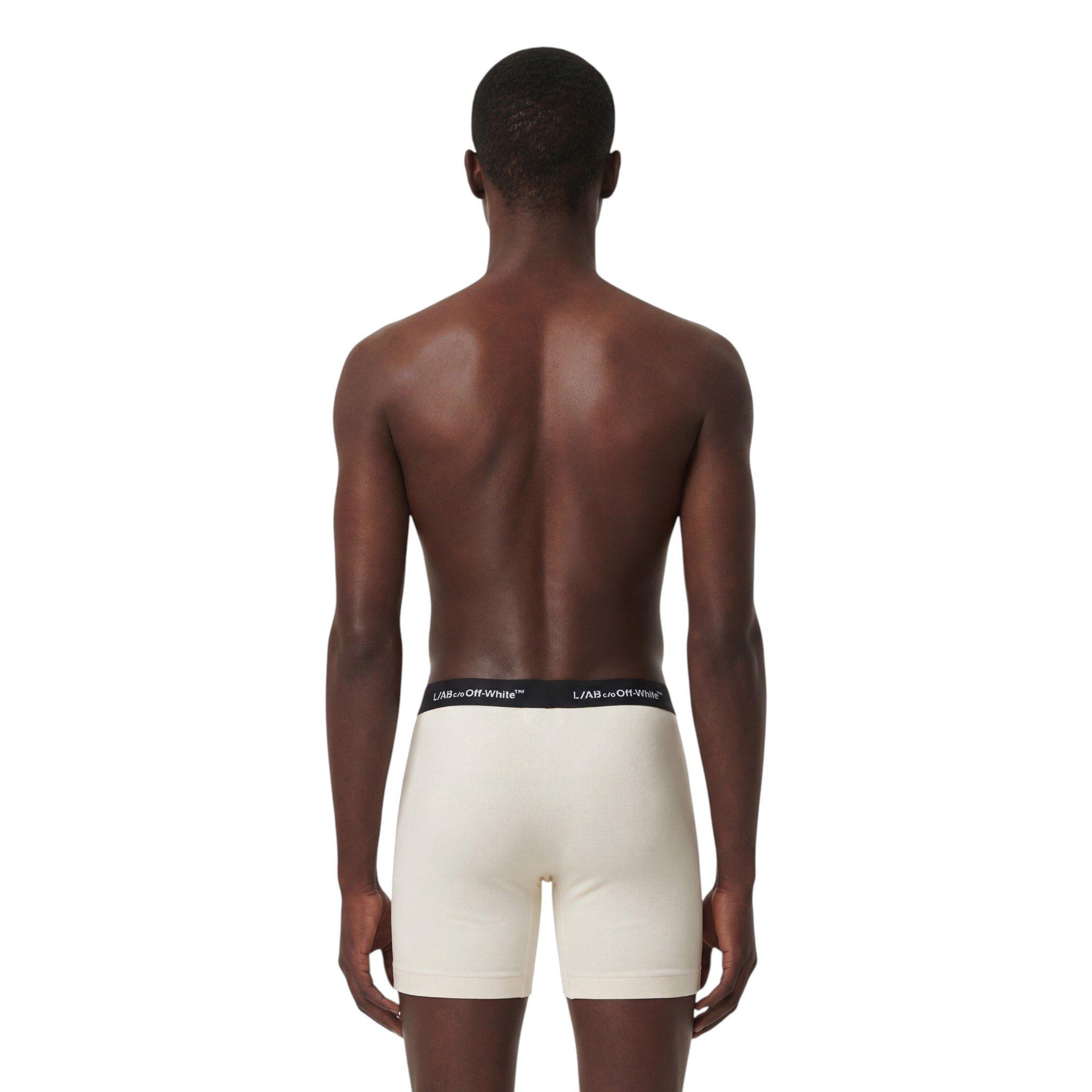 L/AB c/o Off-White Men's Horizontal Repeat 6" Boxer Brief With Fly (3 Pack) - Marshmallow/Birch/Grey - MARSHMALLOW/BIRCH/GREY