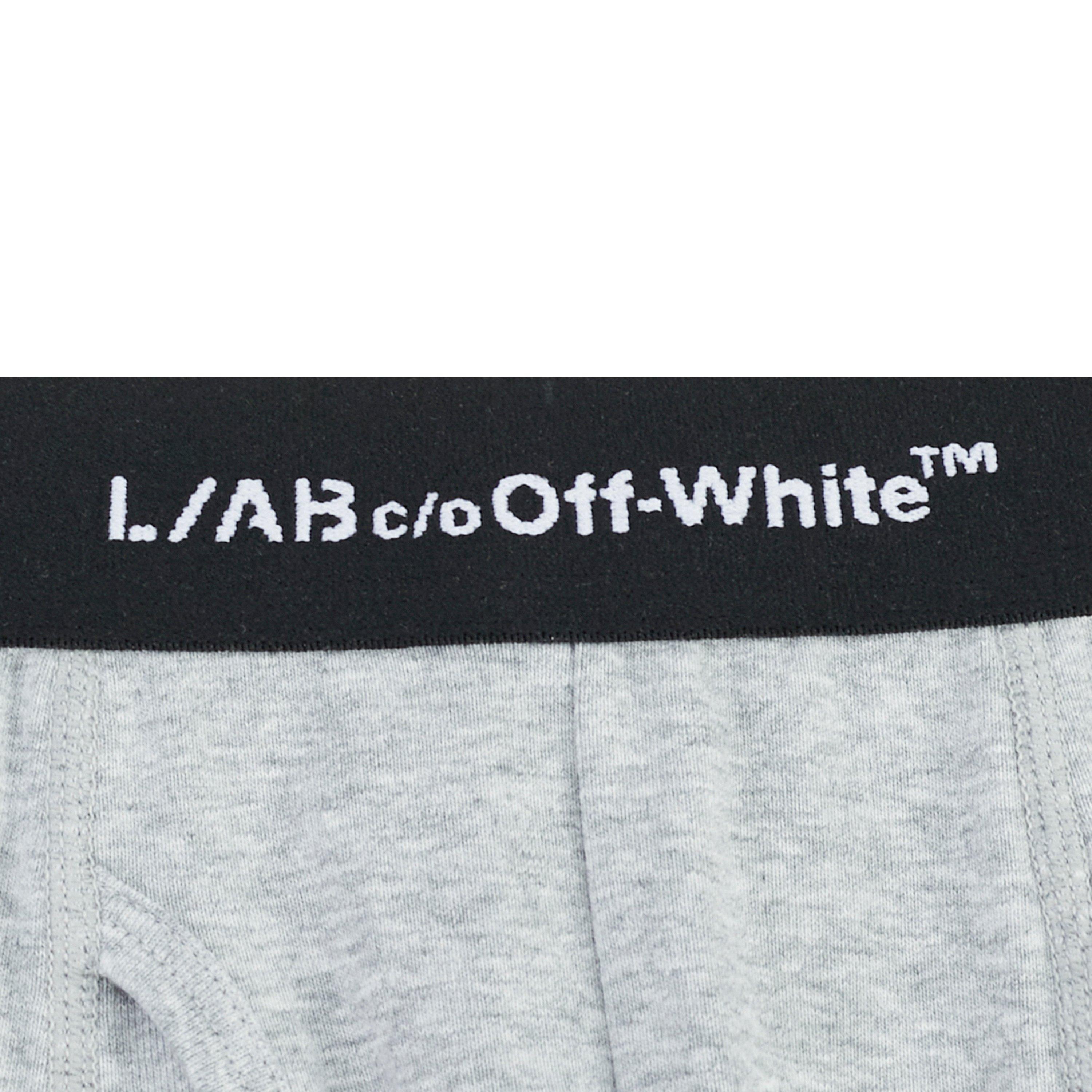 L/AB c/o Off-White Men's Horizontal Repeat 6" Boxer Brief With Fly (3 Pack) - Marshmallow/Birch/Grey - MARSHMALLOW/BIRCH/GREY