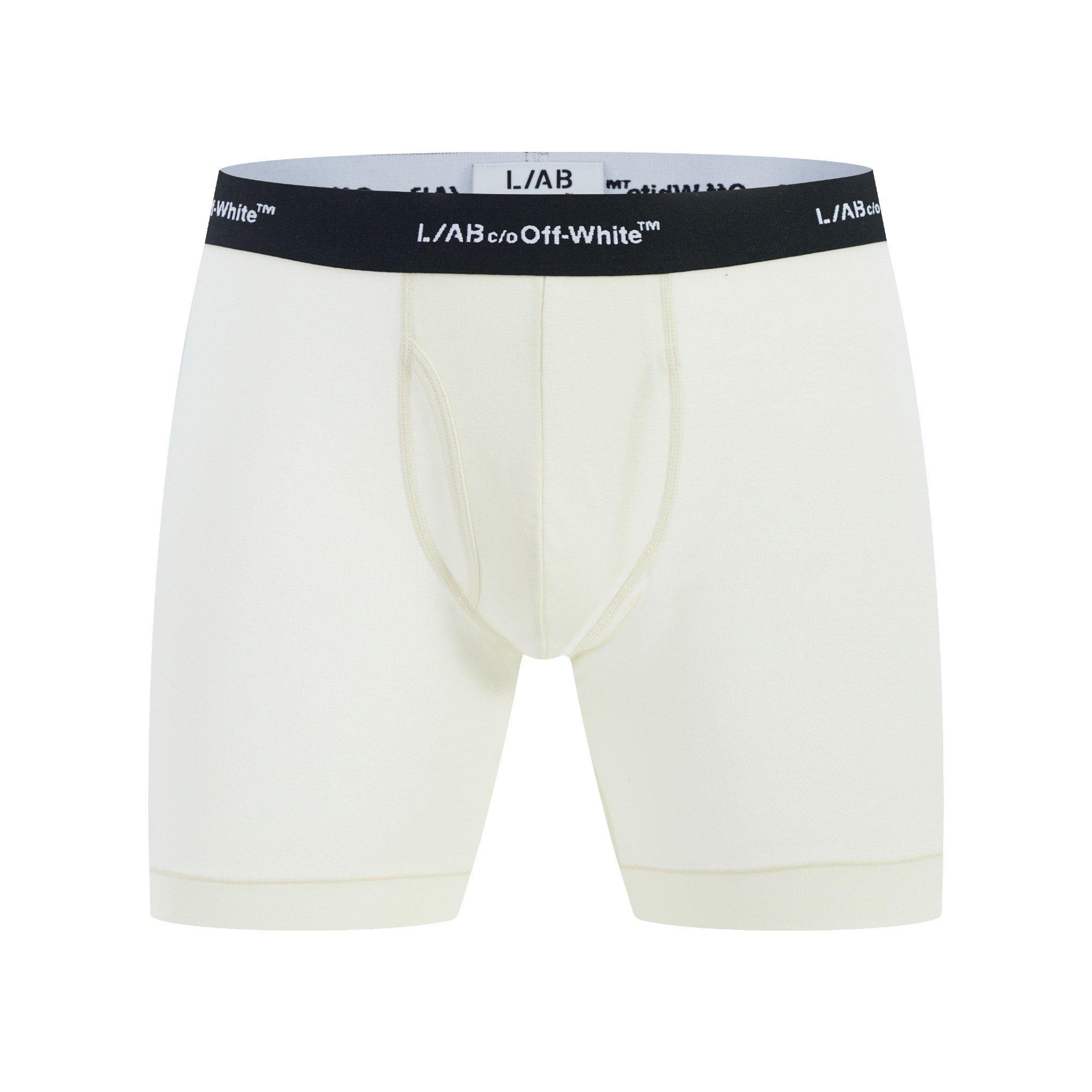 L/AB c/o Off-White Men's Horizontal Repeat 6" Boxer Brief With Fly (3 Pack) - Marshmallow/Birch/Grey - MARSHMALLOW/BIRCH/GREY