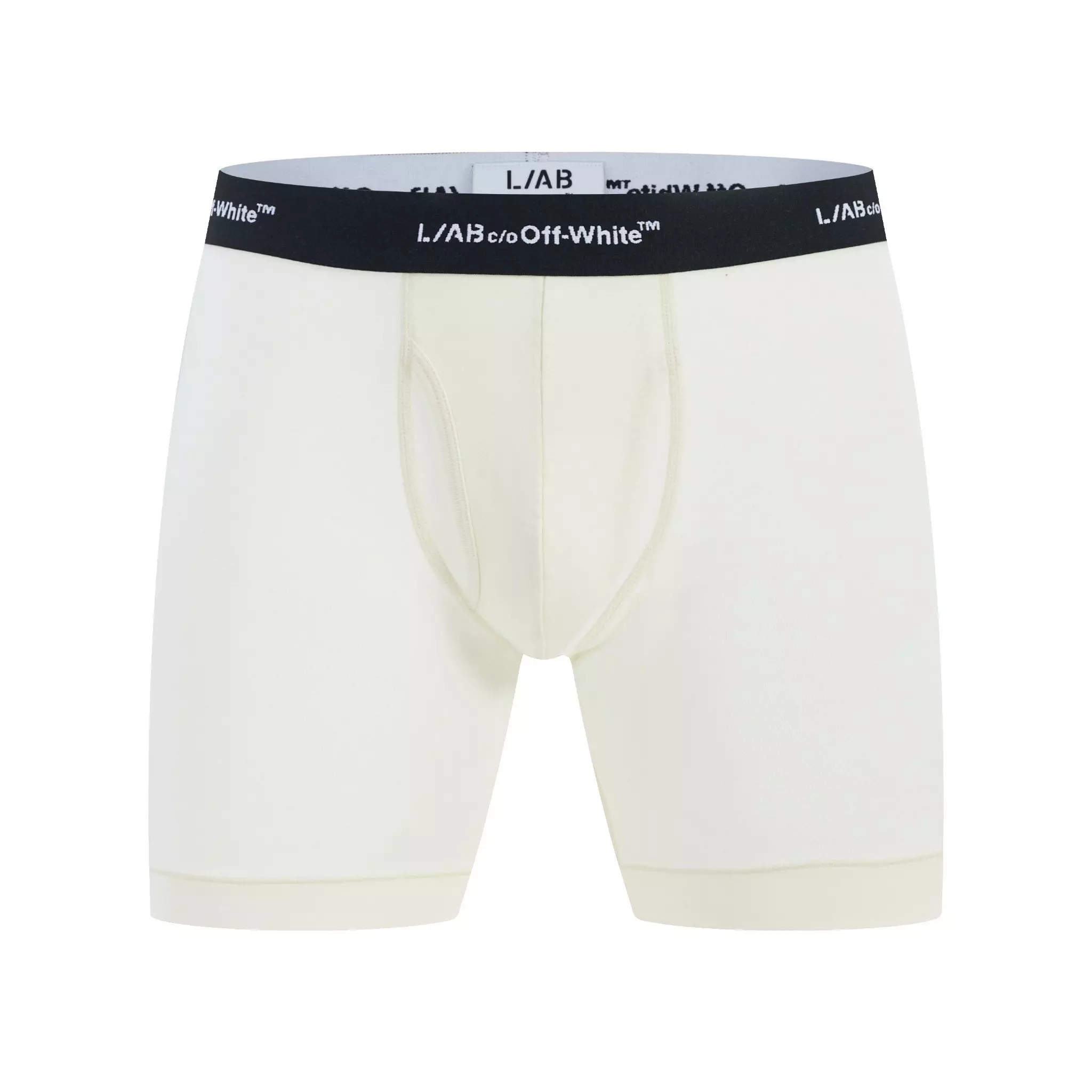 L/AB c/o Off-White Men's Horizontal Repeat 6" Boxer Brief With Fly (3 Pack) - Marshmallow/Birch/Grey - MARSHMALLOW/BIRCH/GREY