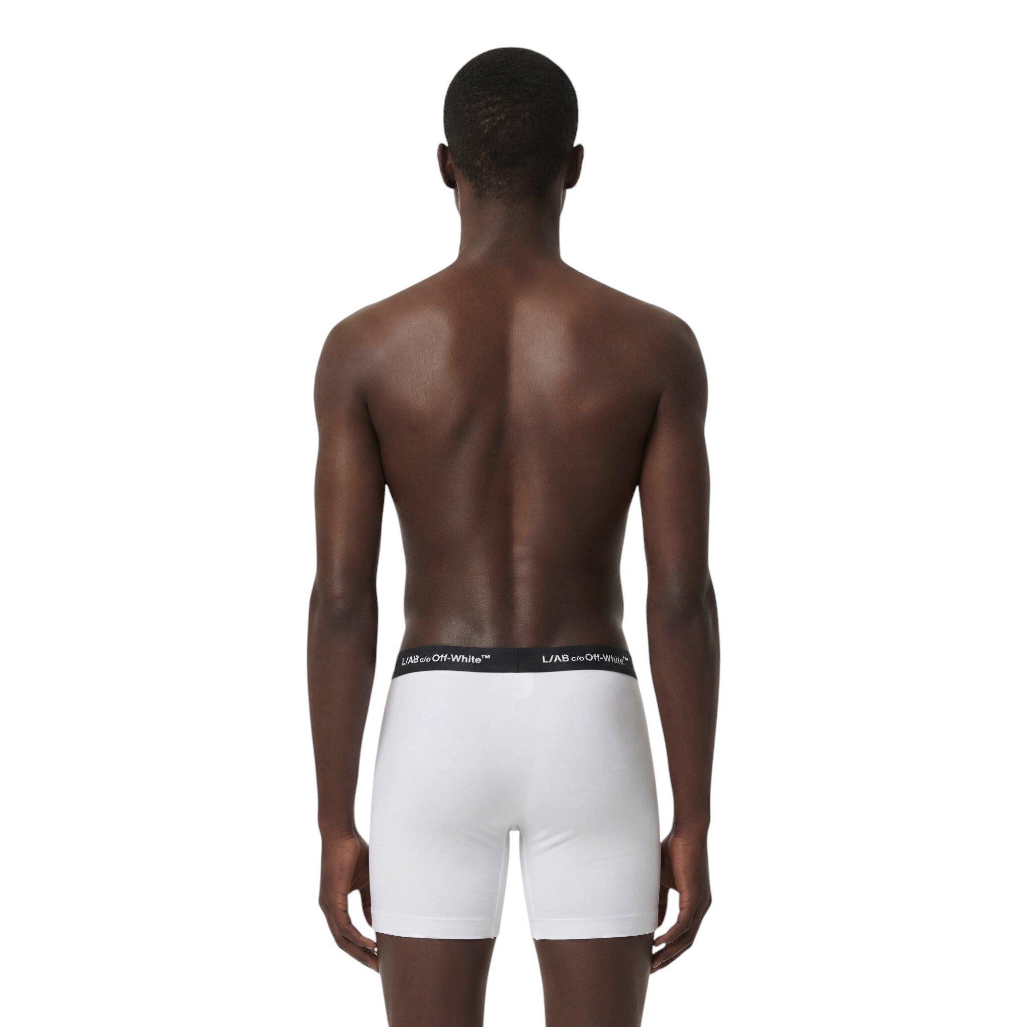 L/AB c/o Off-White Men's Horizontal Repeat 6" Boxer Brief With Fly (3 Pack) - White - WHITE