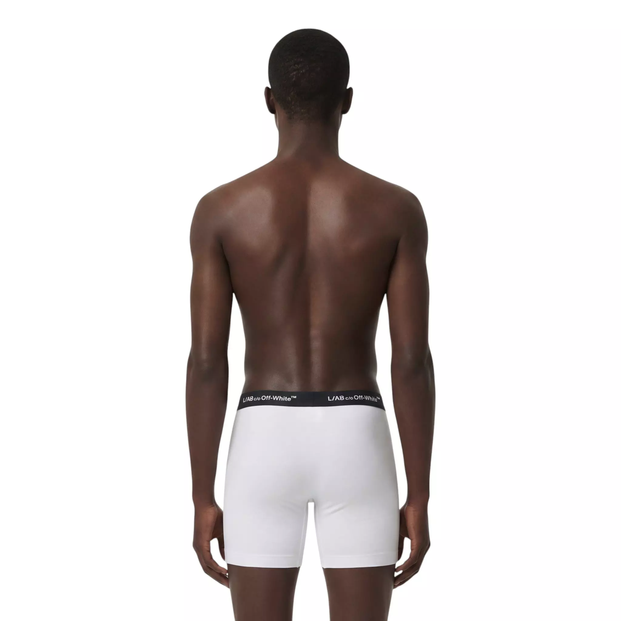 L/AB c/o Off-White Men's Horizontal Repeat 6" Boxer Brief With Fly (3 Pack) - White - WHITE