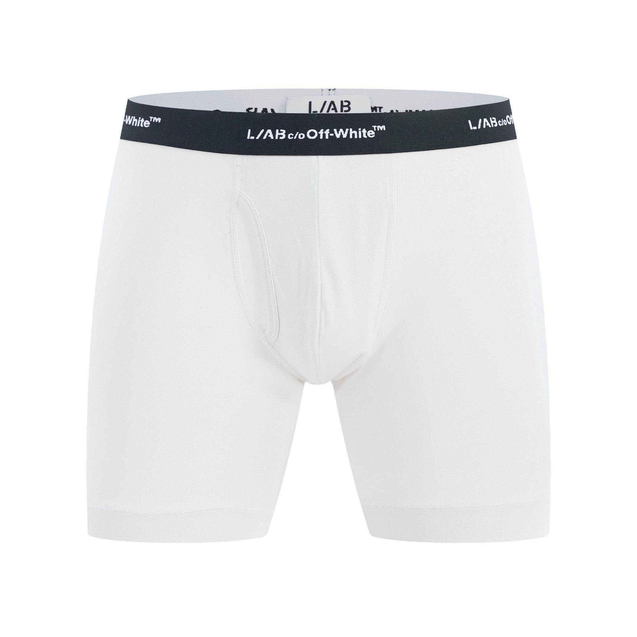 L/AB c/o Off-White Men's Horizontal Repeat 6" Boxer Brief With Fly (3 Pack) - White - WHITE