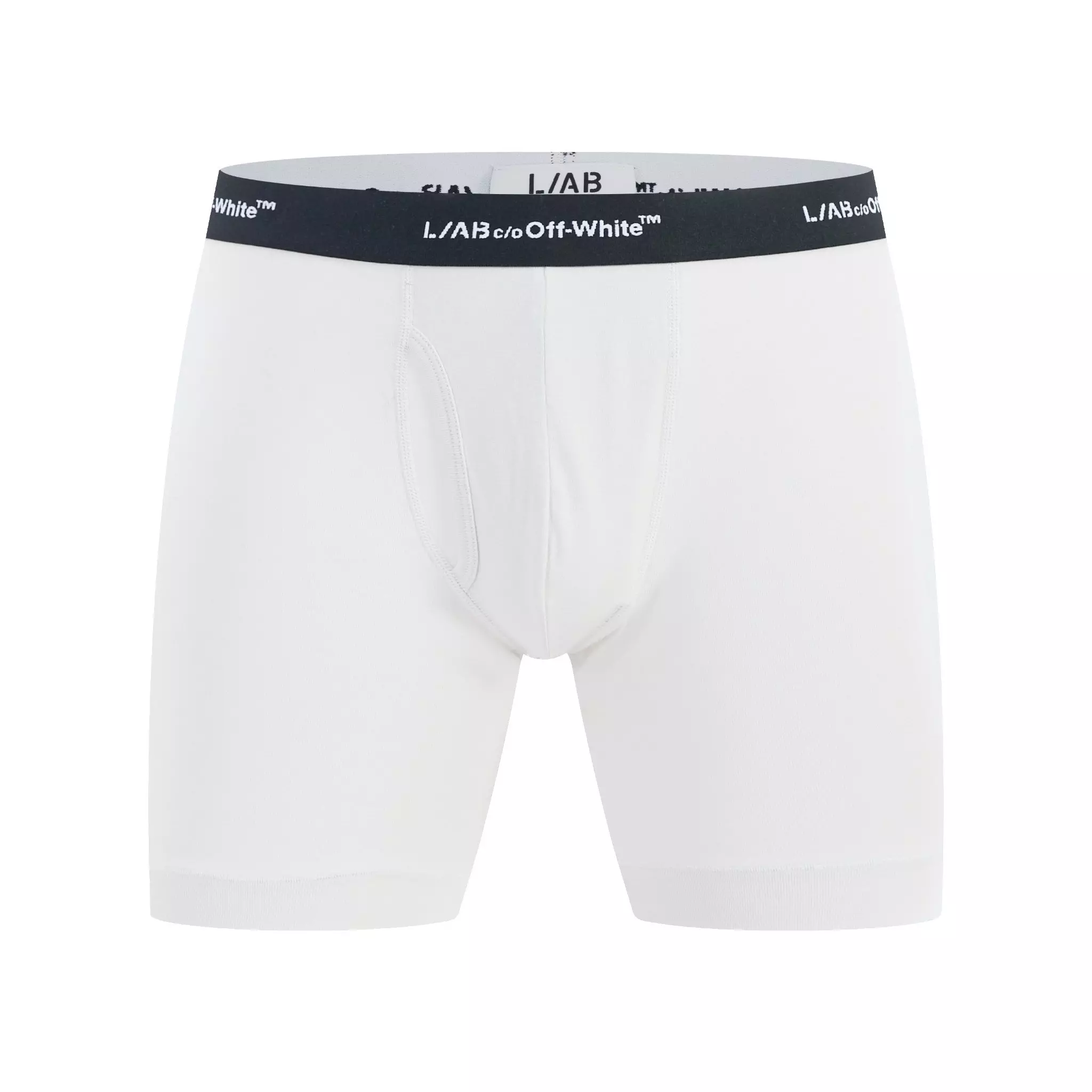 L/AB c/o Off-White Men's Horizontal Repeat 6" Boxer Brief With Fly (3 Pack) - White - WHITE