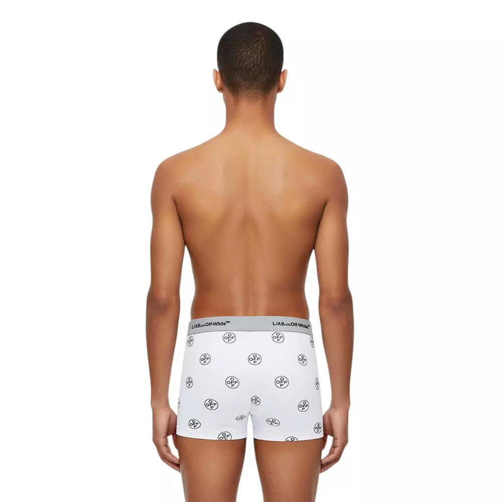 L/AB c/o Off-White Men's Horizontal Repeal All Over Print 3" Trunk (3 Pack) - Black/White/Grey - BLACK/WHITE/GREY