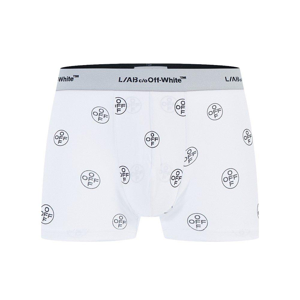 L/AB c/o Off-White Men's Horizontal Repeal All Over Print 3" Trunk (3 Pack) - Black/White/Grey - BLACK/WHITE/GREY