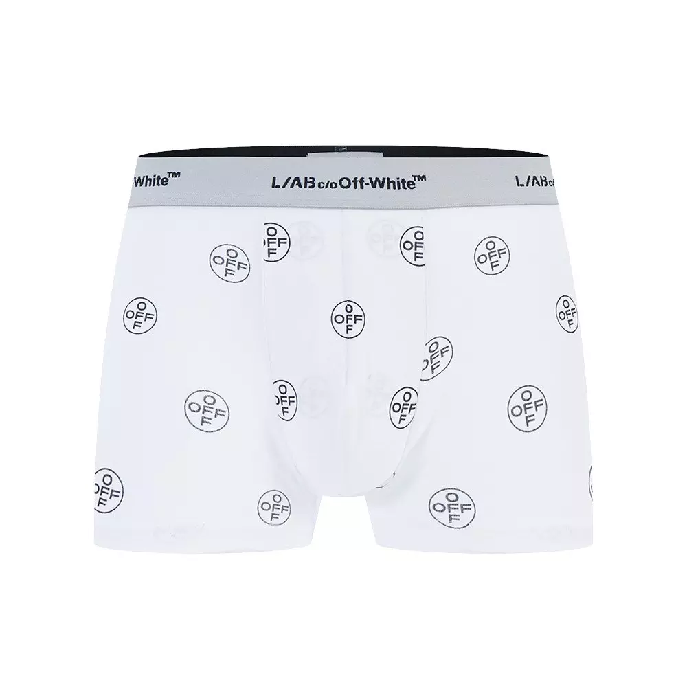 L/AB c/o Off-White Men's Horizontal Repeal All Over Print 3" Trunk (3 Pack) - Black/White/Grey - BLACK/WHITE/GREY