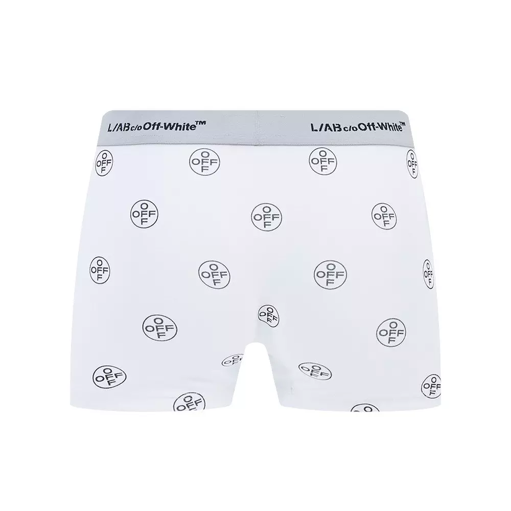 L/AB c/o Off-White Men's Horizontal Repeal All Over Print 3" Trunk (3 Pack) - Black/White/Grey - BLACK/WHITE/GREY