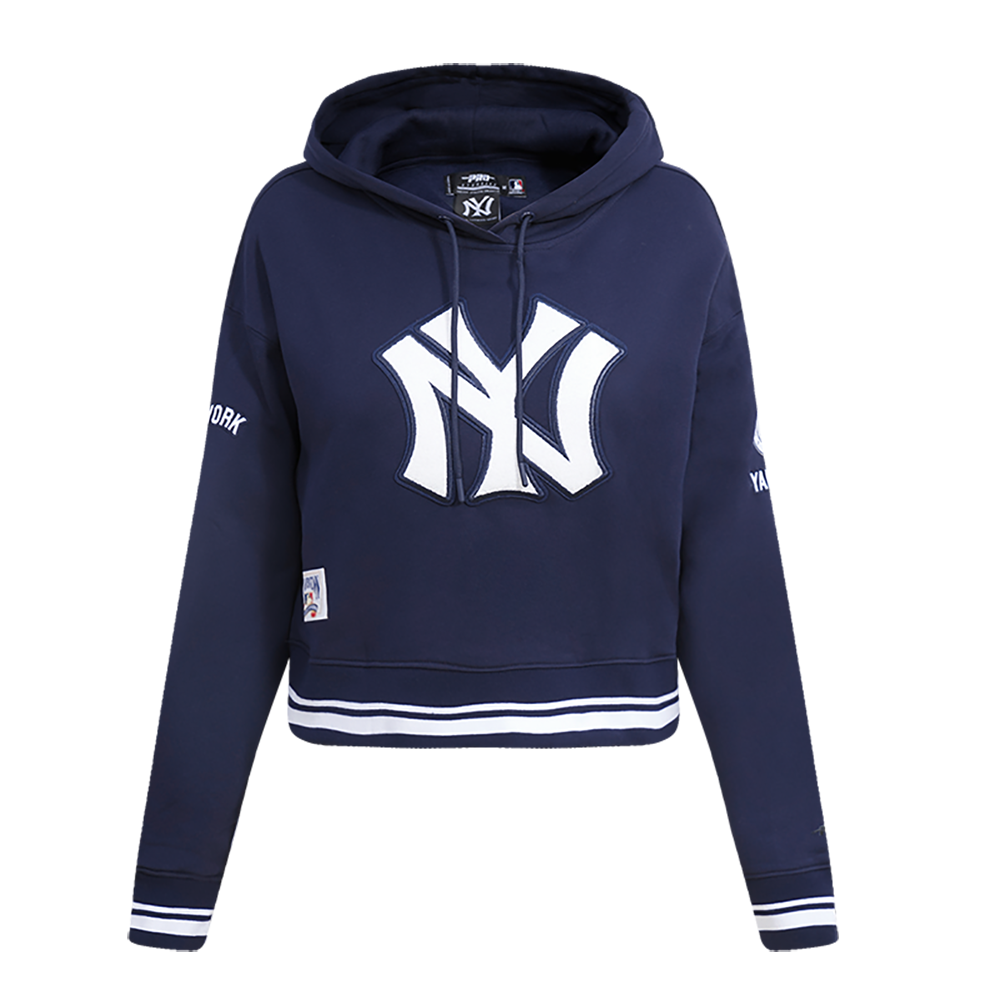 Pro Standard Women's MLB New York Yankees Retro Classic Cropped Fleece Hoodie - Navy - NAVY Thumbnail View 1