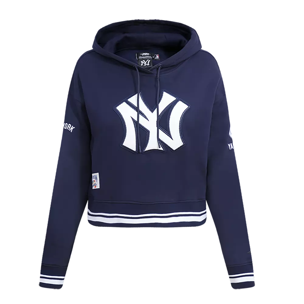 Pro Standard Women's MLB New York Yankees Retro Classic Cropped Fleece Hoodie - Navy - NAVY