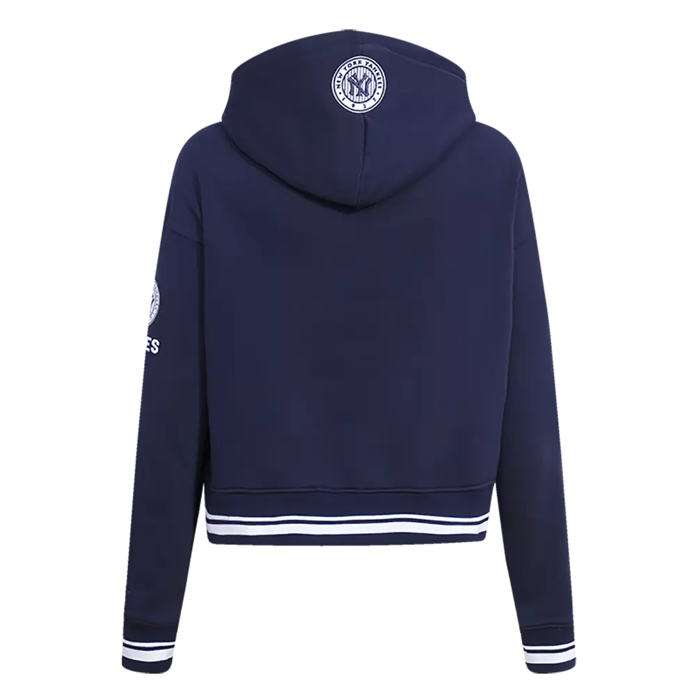 Pro Standard Women's MLB New York Yankees Retro Classic Cropped Fleece Hoodie - Navy - NAVY