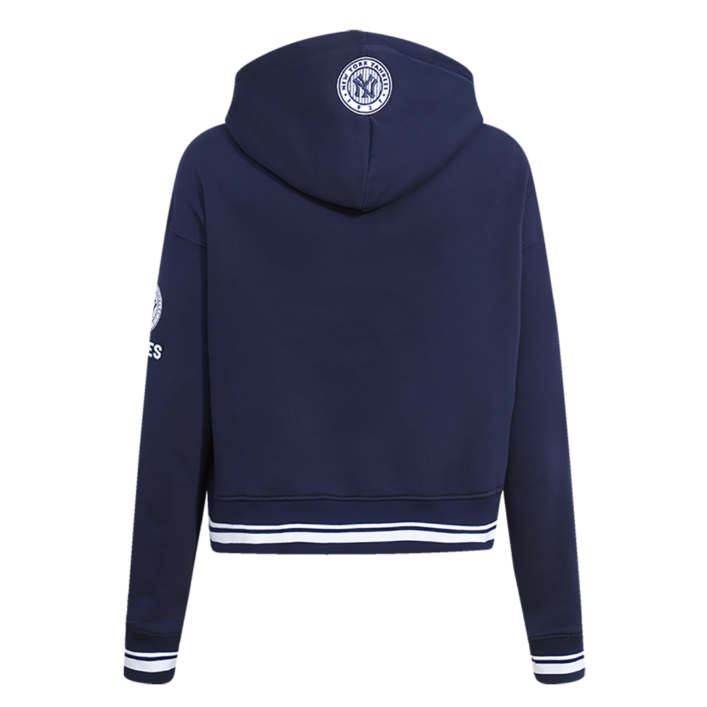 Pro Standard Women's MLB New York Yankees Retro Classic Cropped Fleece Hoodie -Navy - NAVY Thumbnail View 2