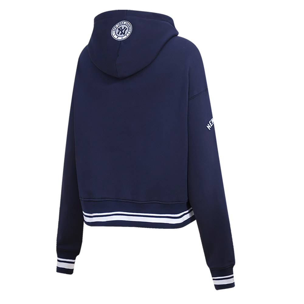 Pro Standard Women's MLB New York Yankees Retro Classic Cropped Fleece Hoodie -Navy - NAVY Thumbnail View 4