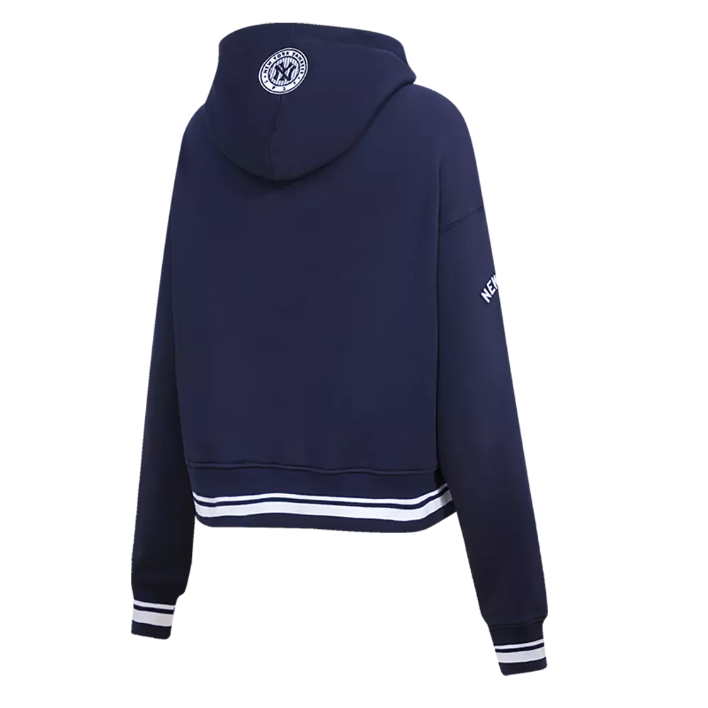 Pro Standard Women's MLB New York Yankees Retro Classic Cropped Fleece Hoodie -Navy - NAVY