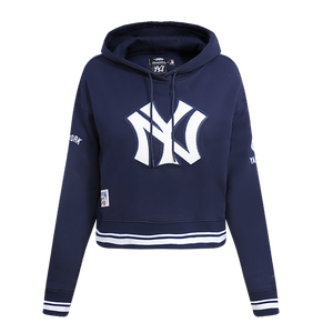 Pro Standard Women's MLB New York Yankees Retro Classic Cropped Fleece Hoodie -Navy