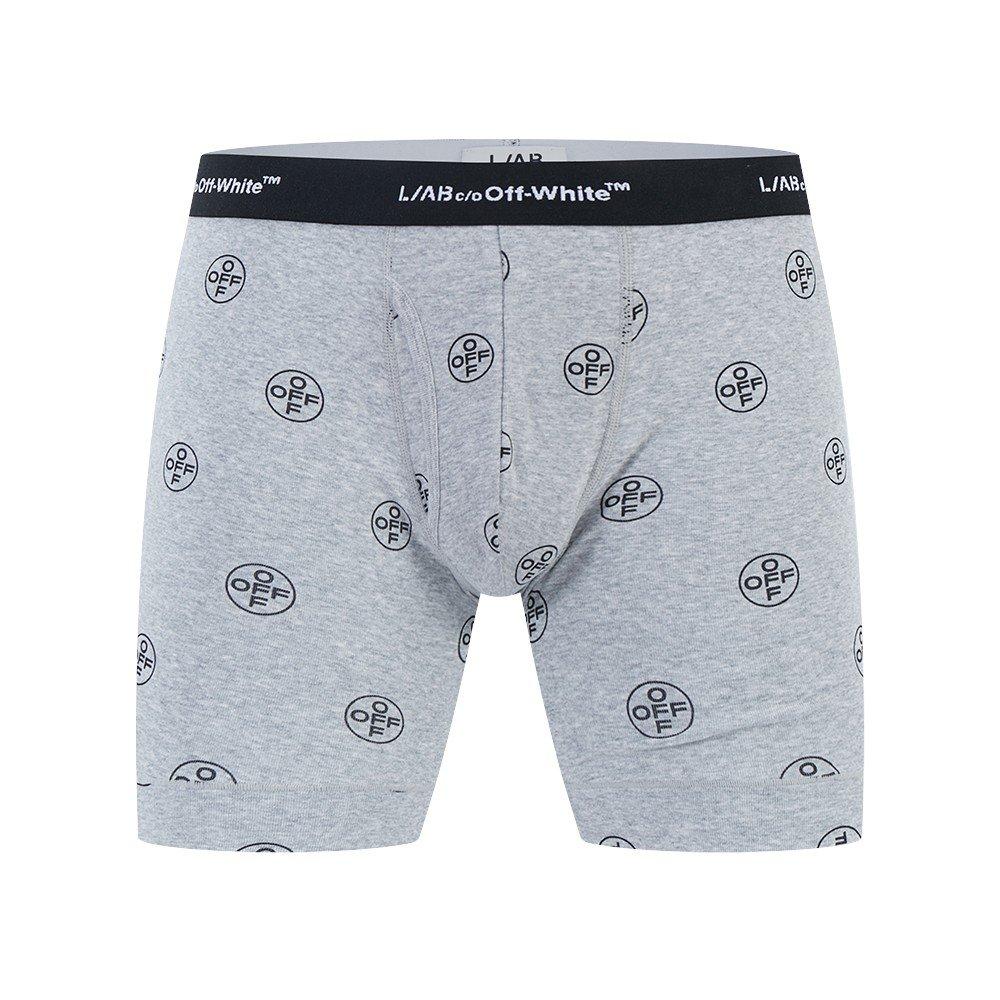 L/AB c/o Off-White Men's Horizontal AOP 6" Boxer Brief With Fly (3 Pack) - Black/White/Grey - BLACK/WHITE/GREY