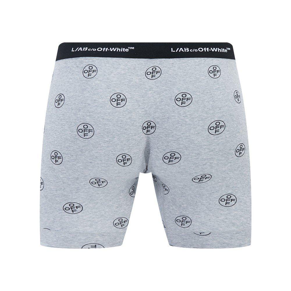 L/AB c/o Off-White Men's Horizontal AOP 6" Boxer Brief With Fly (3 Pack) - Black/White/Grey - BLACK/WHITE/GREY