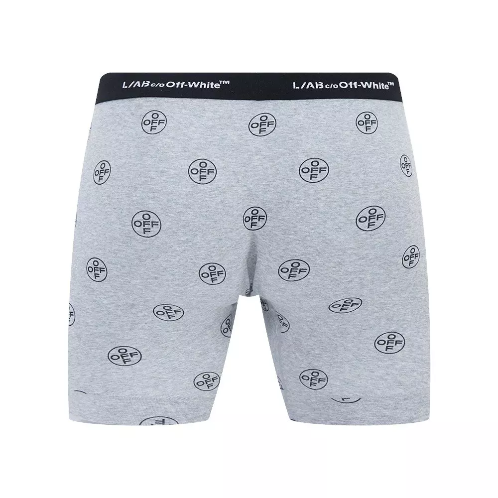 L/AB c/o Off-White Men's Horizontal AOP 6" Boxer Brief With Fly (3 Pack) - Black/White/Grey - BLACK/WHITE/GREY