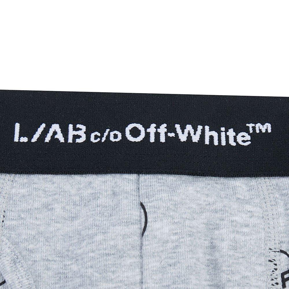 L/AB c/o Off-White Men's Horizontal AOP 6" Boxer Brief With Fly (3 Pack) - Black/White/Grey - BLACK/WHITE/GREY