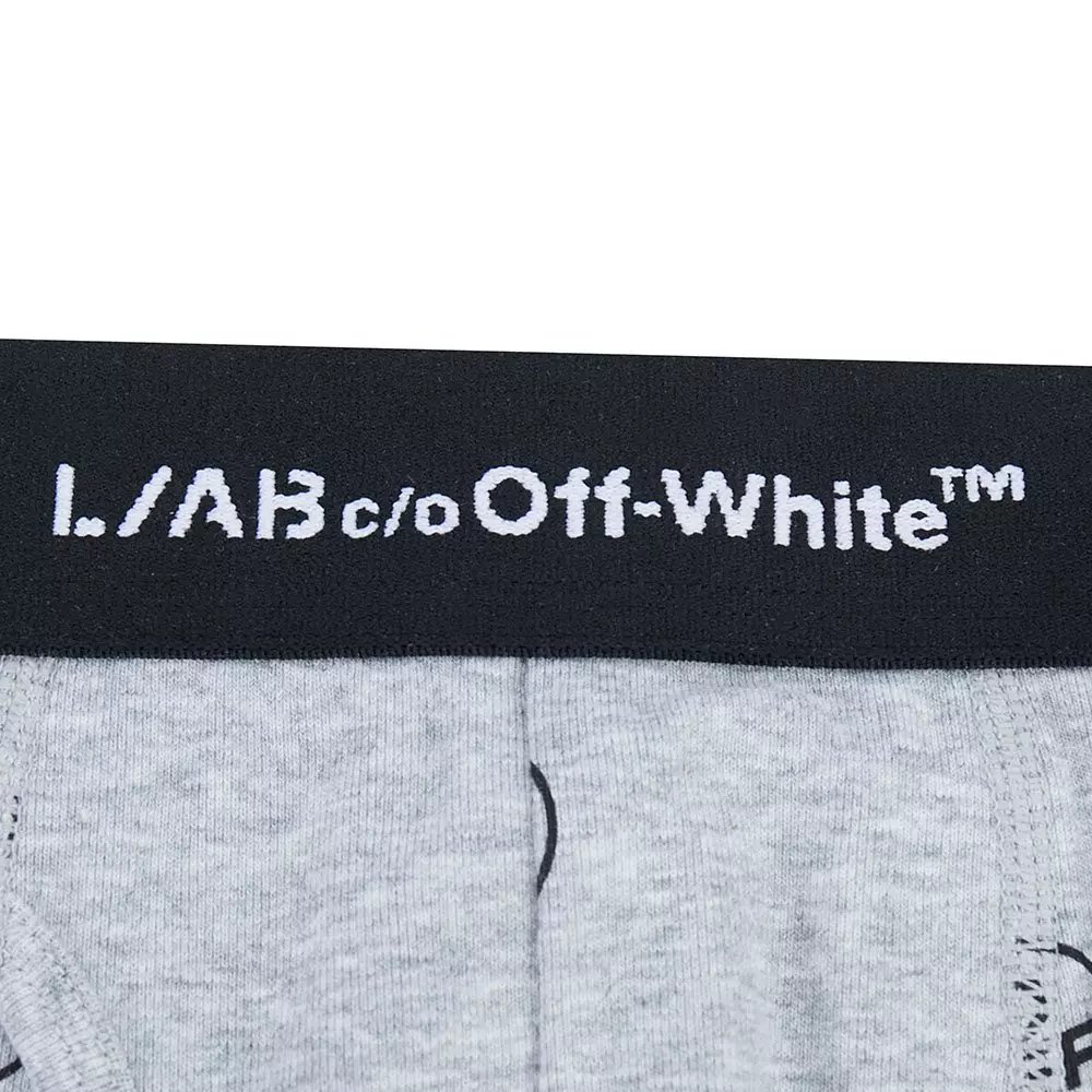 L/AB c/o Off-White Men's Horizontal AOP 6" Boxer Brief With Fly (3 Pack) - Black/White/Grey - BLACK/WHITE/GREY