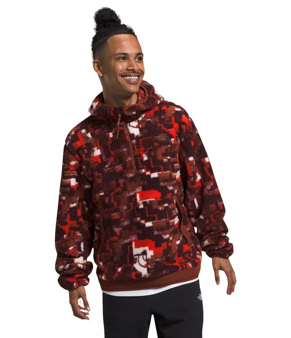 The North Face Men's Campshire Hooded 1/4 Zip Fleece Pullover - RED