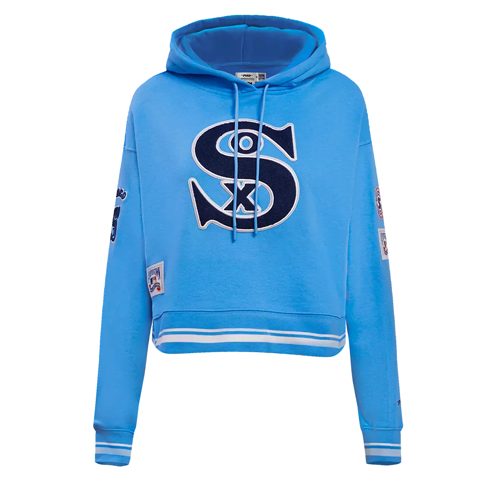 Pro Standard Women's MLB Chicago White Sox Retro Classic Cropped Fleece Hoodie -Blue/White - BLUE/WHITE