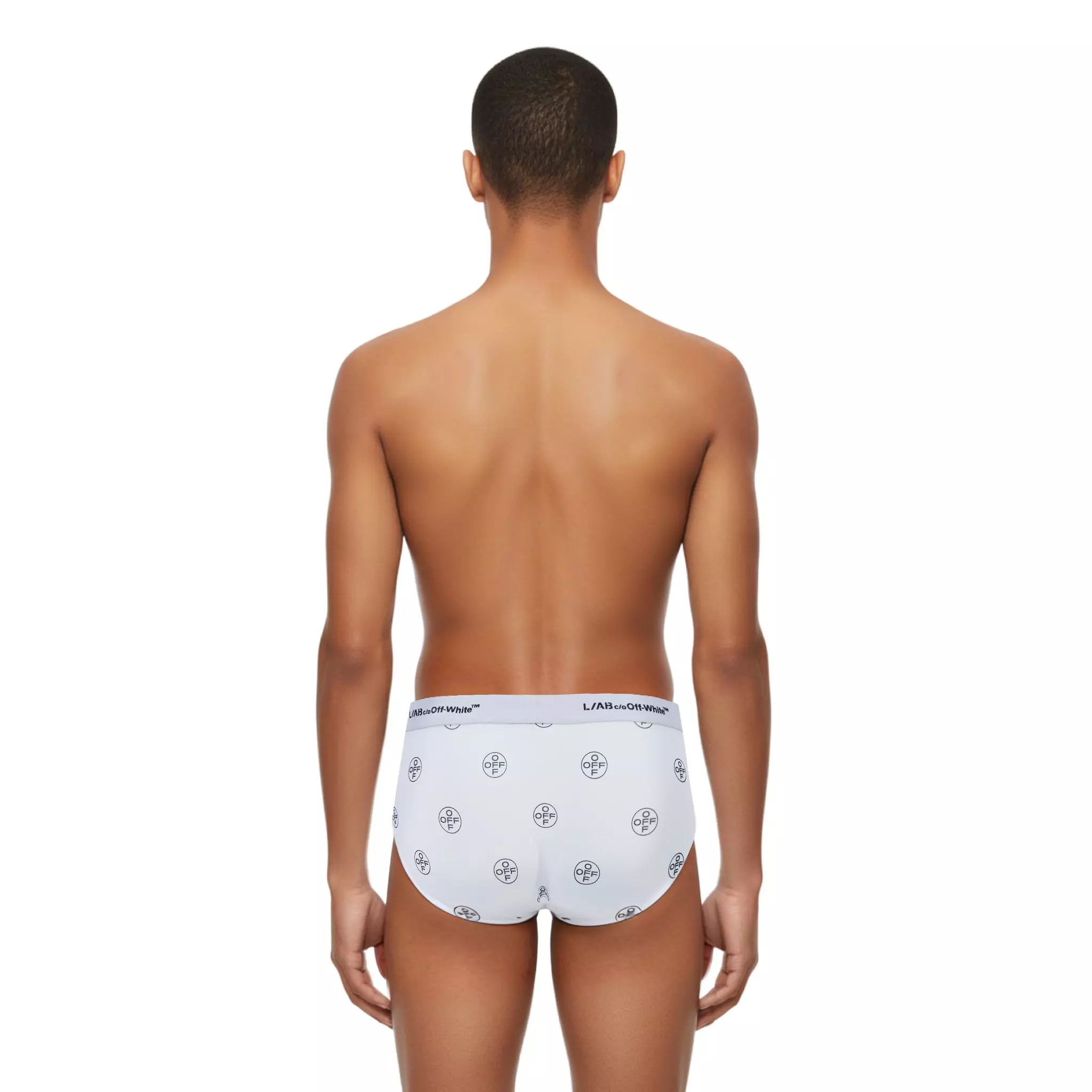L/AB c/o Off-White Men's Horizontal All Over Print Brief (3 Pack) - Black/White/Grey - BLACK/WHITE/GREY