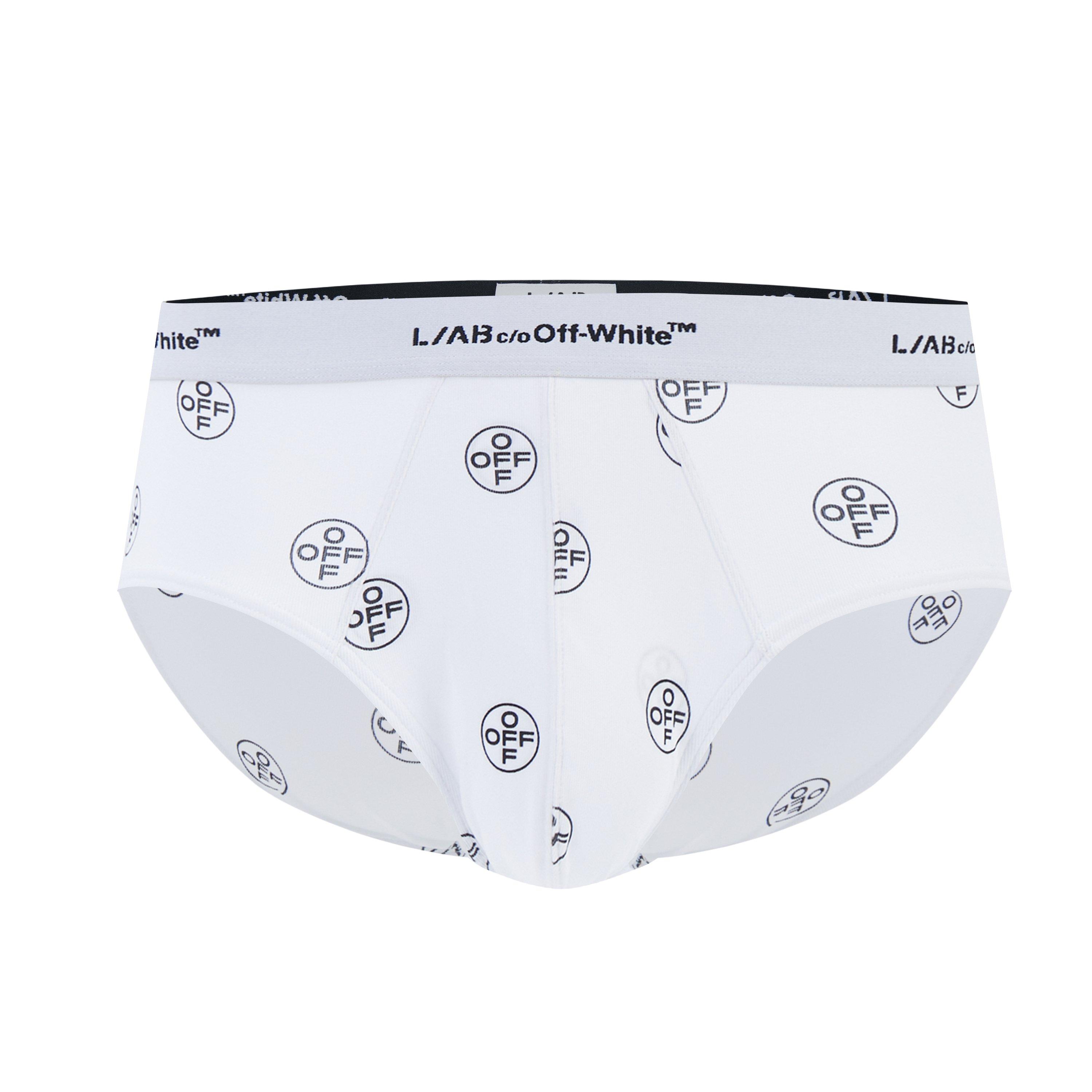L/AB c/o Off-White Men's Horizontal All Over Print Brief (3 Pack) - Black/White/Grey - BLACK/WHITE/GREY