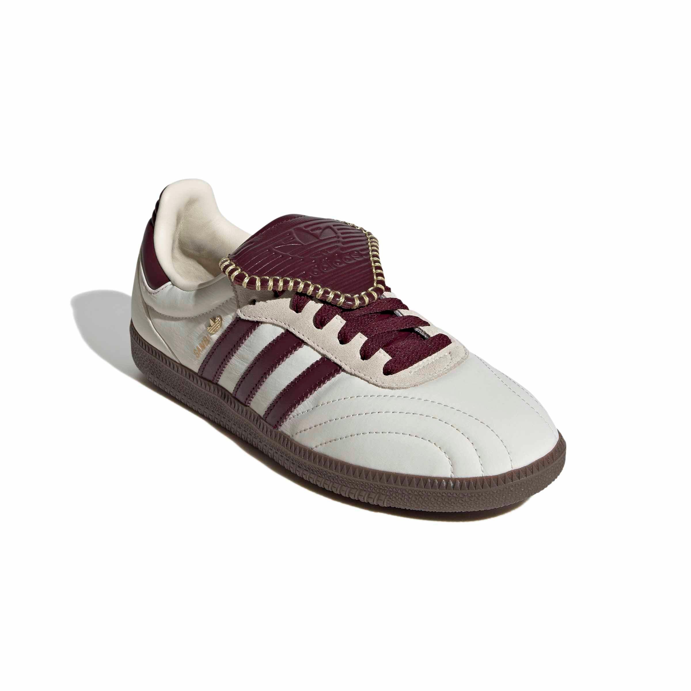 adidas Originals Samba Long Tongue "Cream White/Maroon/Gold Metallic" Women's Shoe - CREAM/MAROON/GOLD Thumbnail View 3