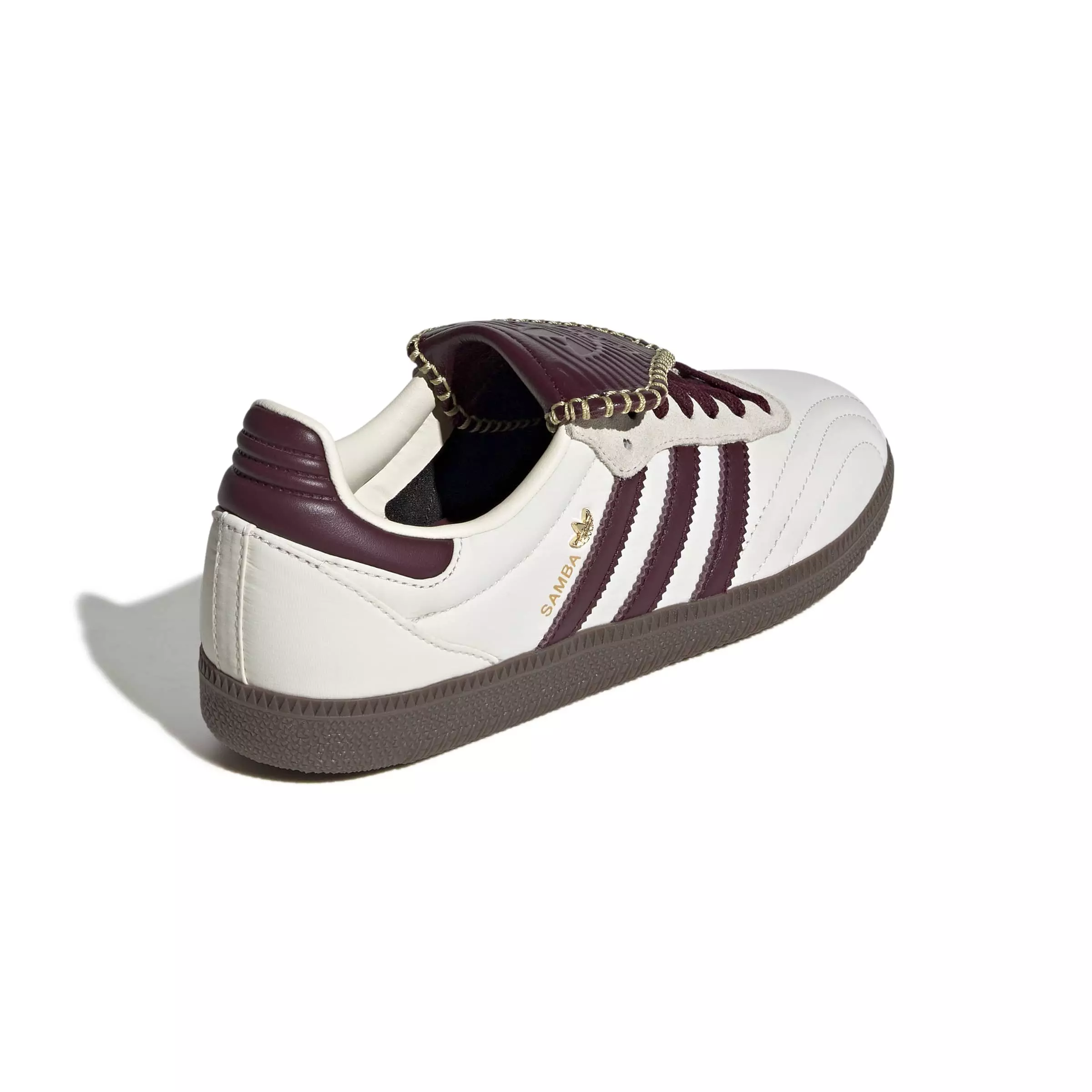 adidas Originals Samba Long Tongue "Cream White/Maroon/Gold Metallic" Women's Shoe - CREAM/MAROON/GOLD