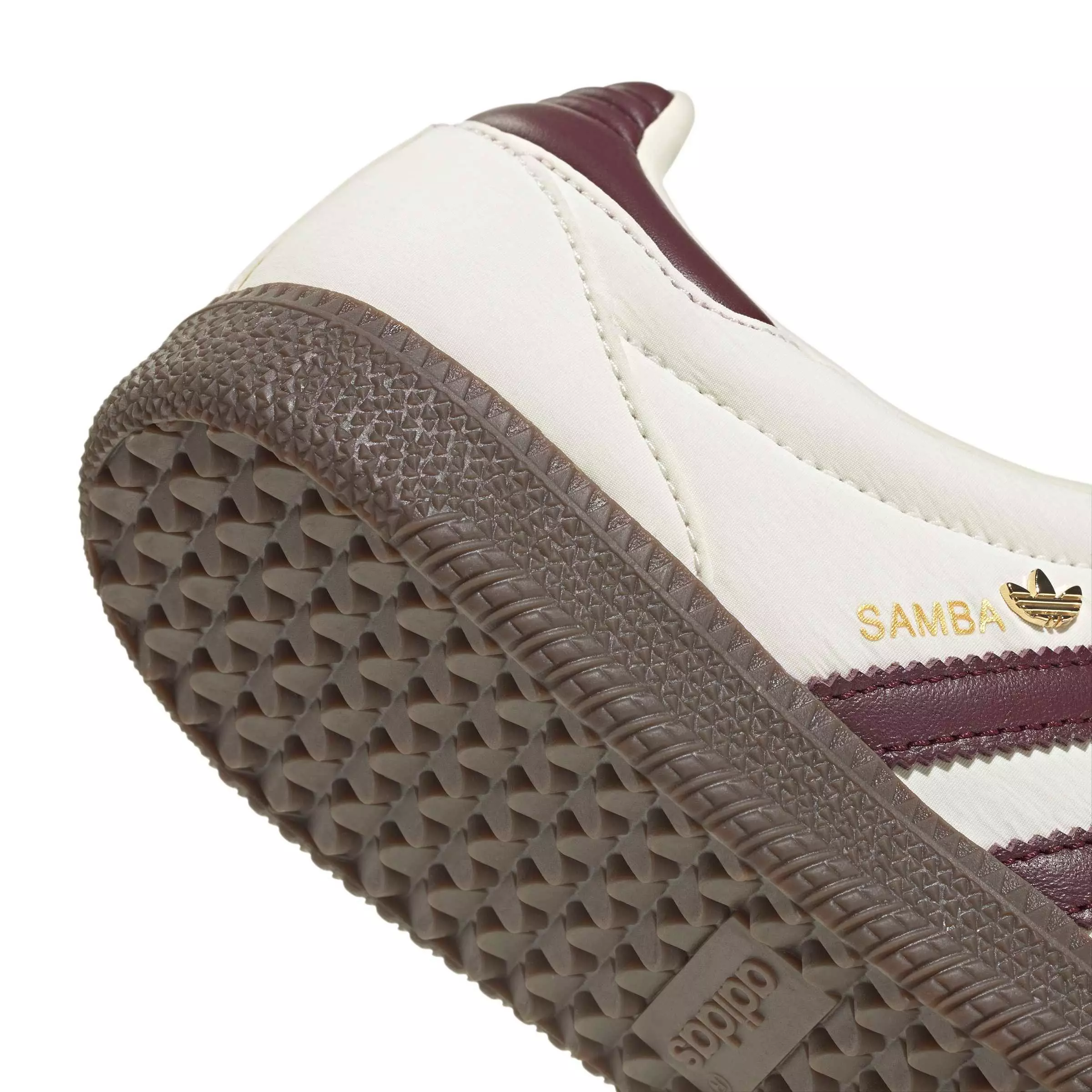 adidas Originals Samba Long Tongue "Cream White/Maroon/Gold Metallic" Women's Shoe - CREAM/MAROON/GOLD